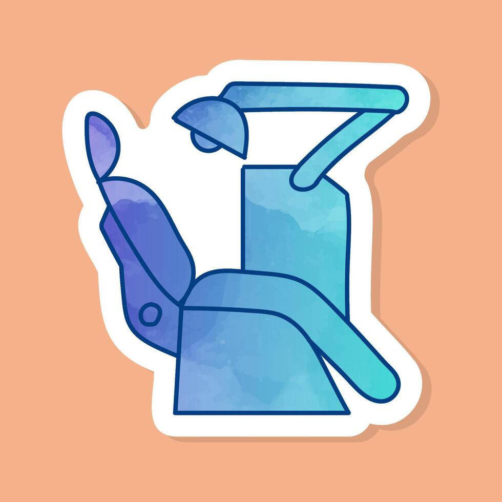 Dentist work chair color sticker vector