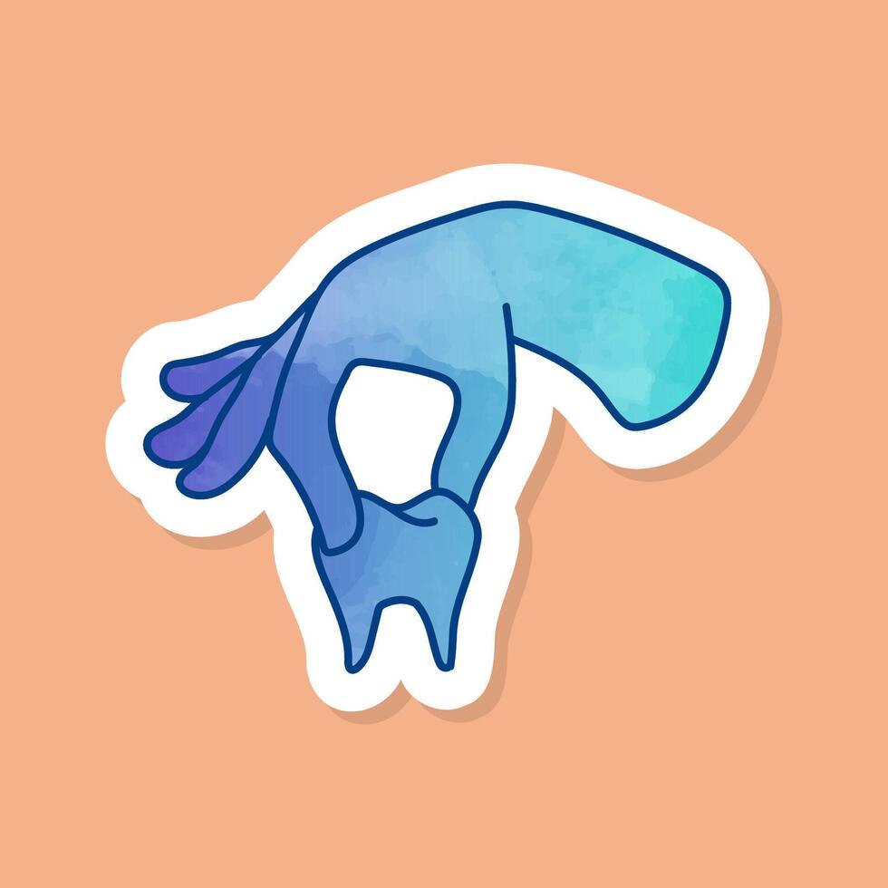 Dentist tooth pliers color sticker vector