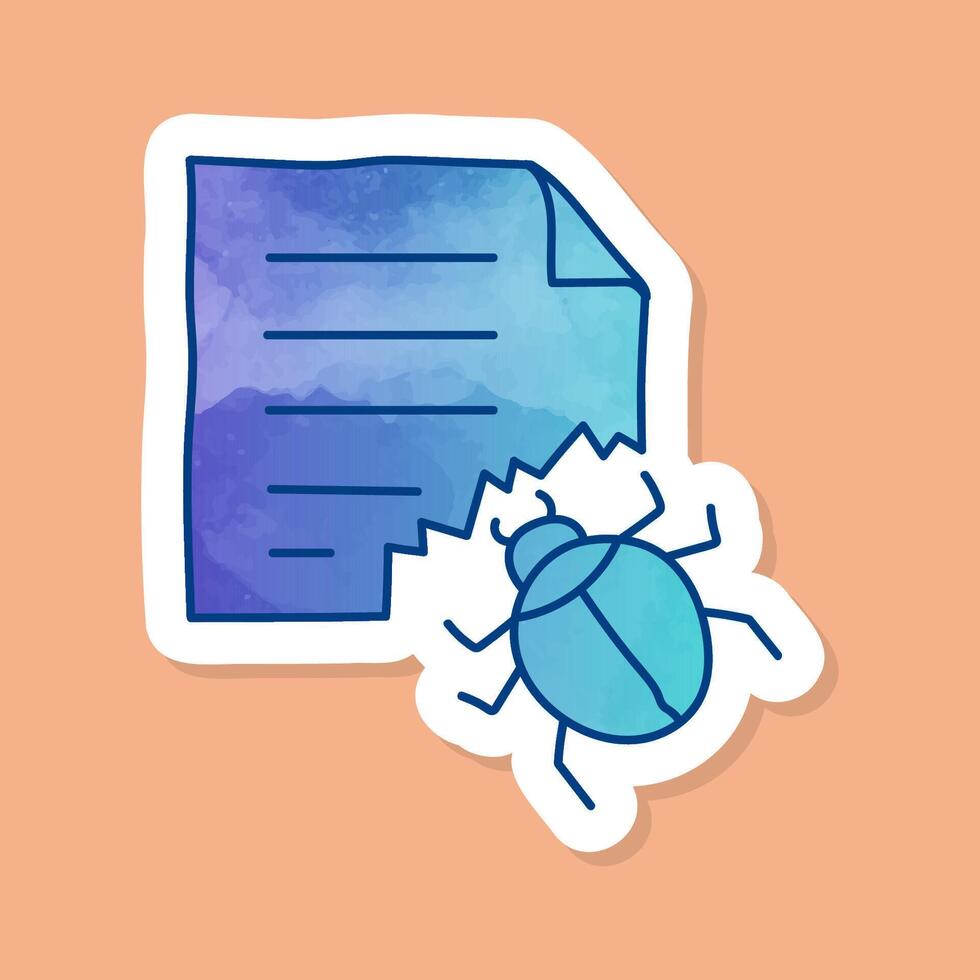 Computer bug color sticker crawling vector