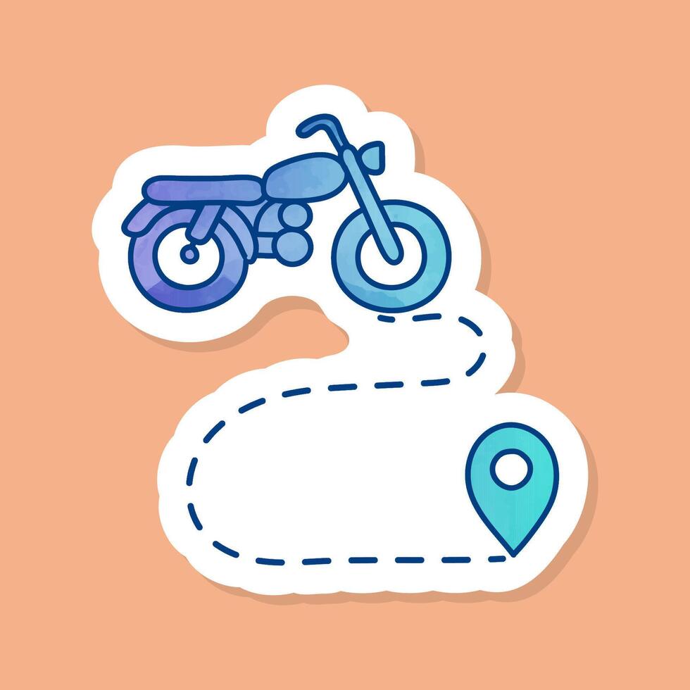 color sticker map motorcycle route vector