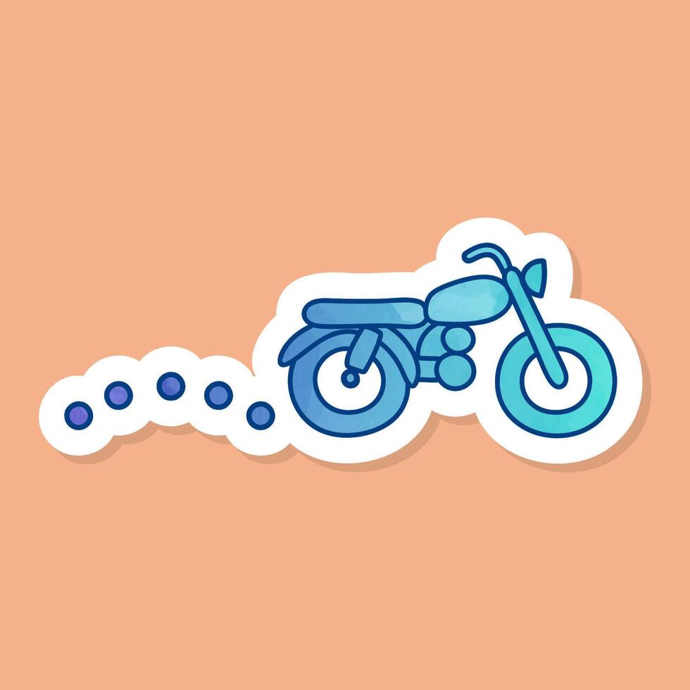 color sticker map motorcycle route icon vector