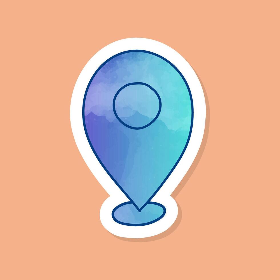 color sticker map pin icon vector
