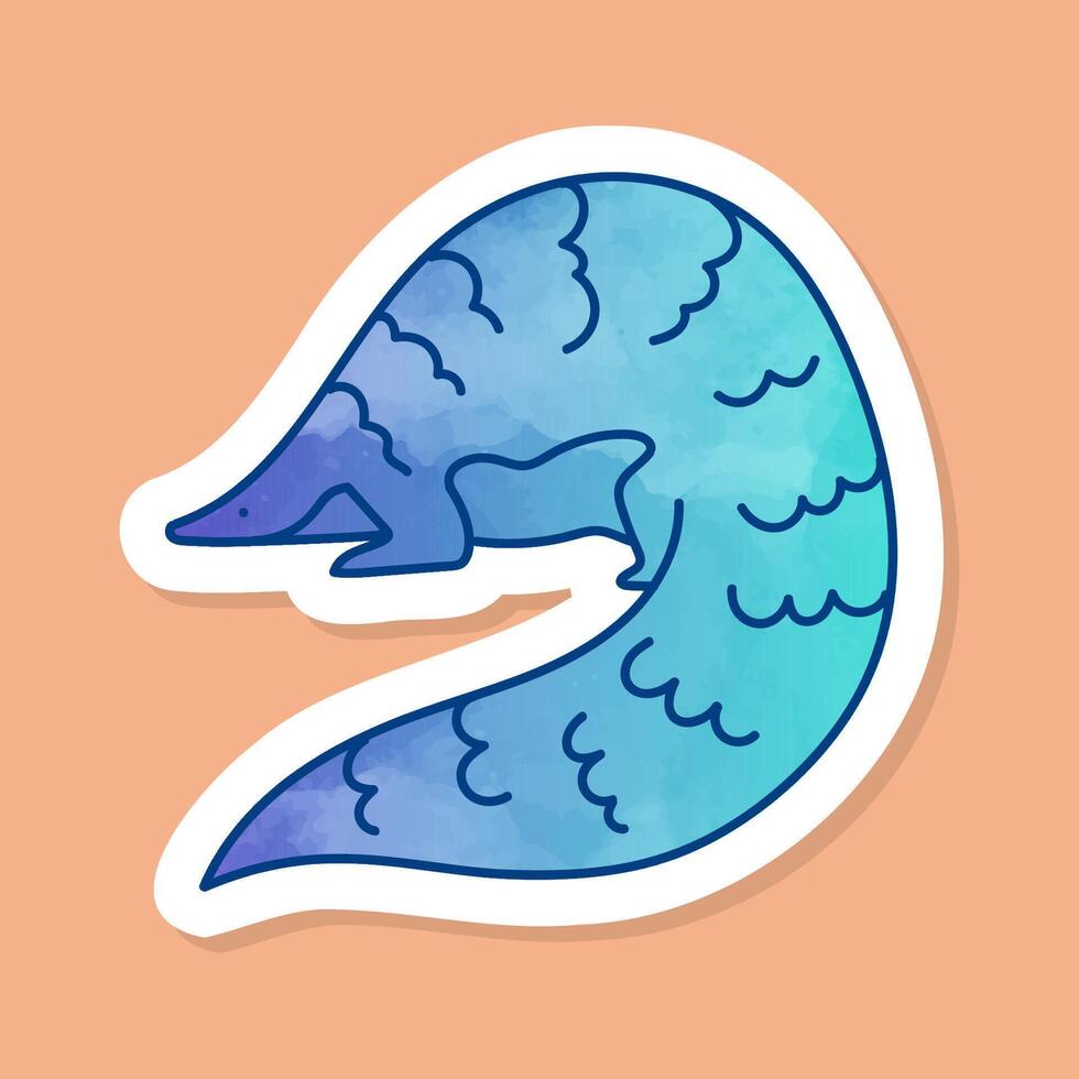 color sticker pangolin vector