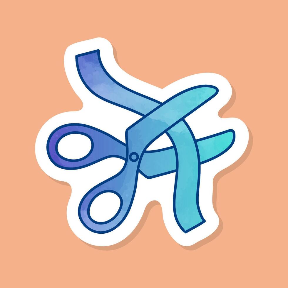 Scissor color sticker surgical vector