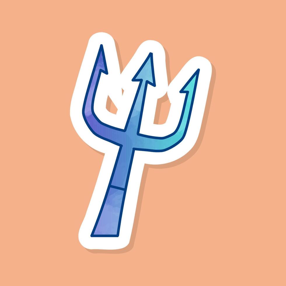 Poseidon trident color sticker vector