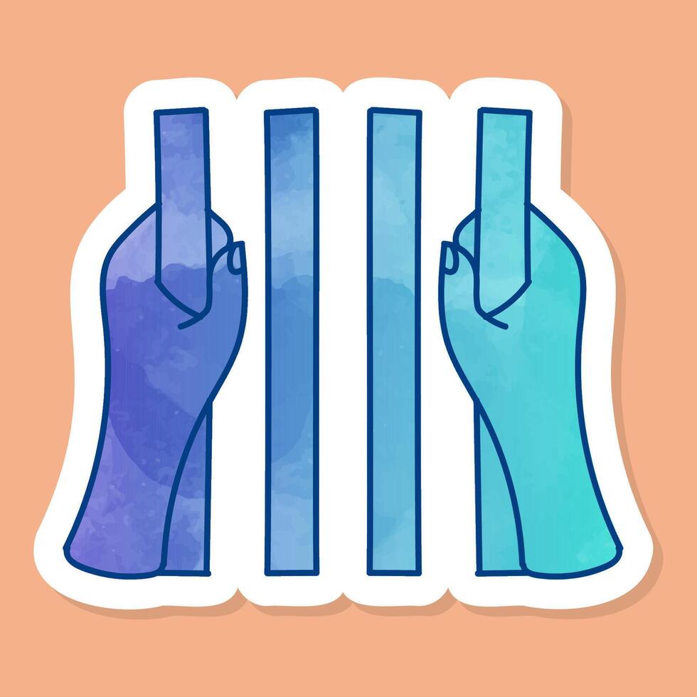 Jail bars color sticker vector