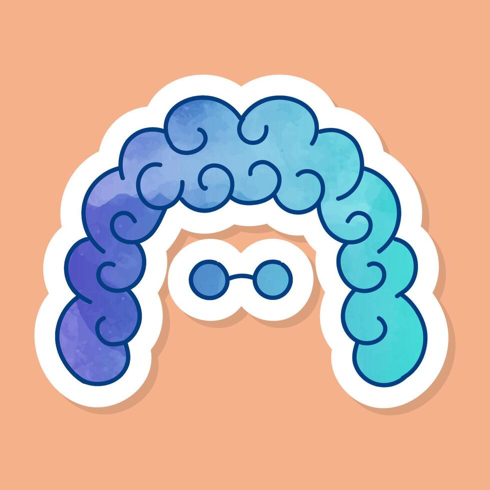 Judge hair and eyeglasses color sticker vector