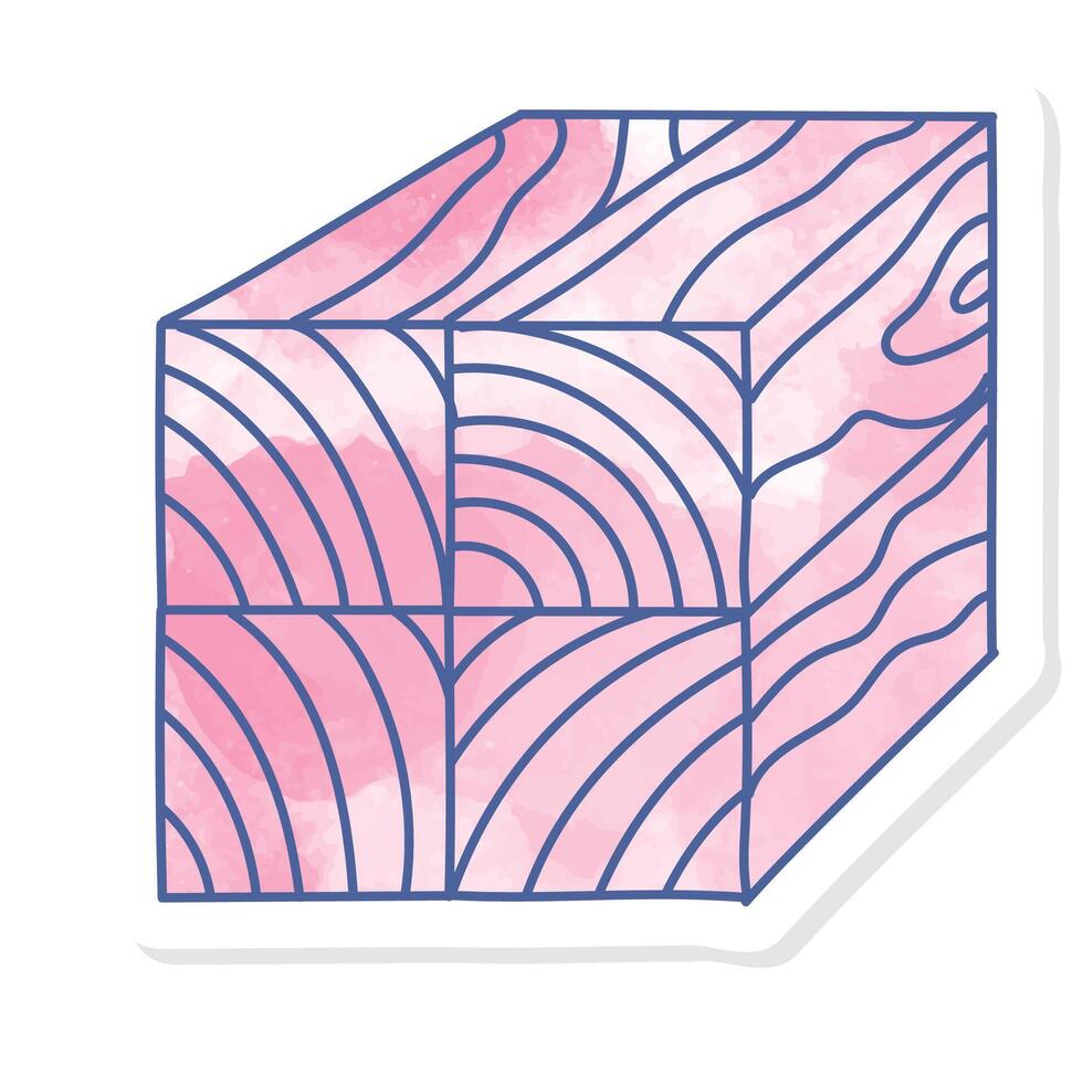 Wood post stacked marking icon in pink watercolor sticker vector