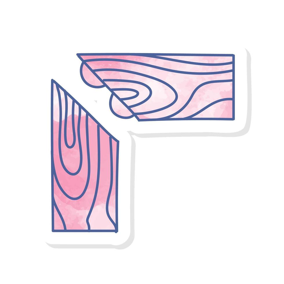 Corner wood joint using biscuit pink watercolor sticker vector