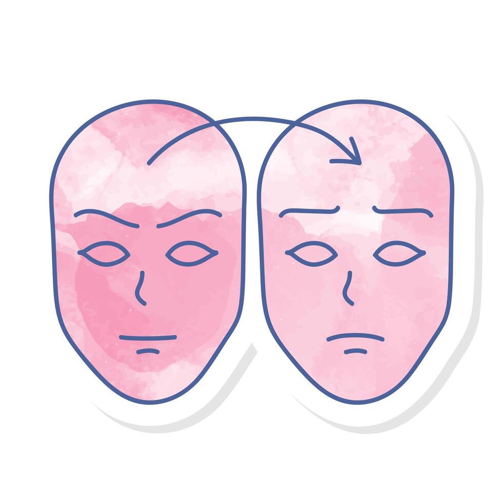 Deep fake icon face swap pink watercolor hand drawn vector