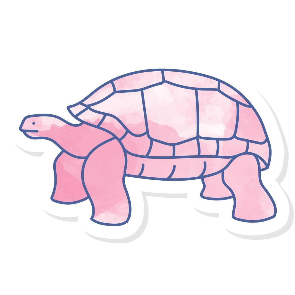 Galapagos giant tortoise icon in pink watercolor sticker vector