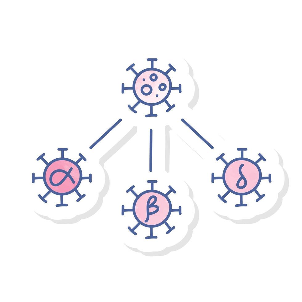 Virus mutation concept icon in pink watercolor sticker vector