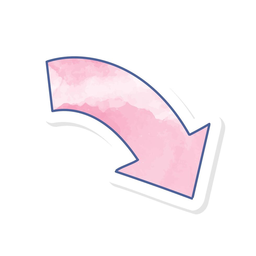 Arrow icon in pink watercolor hand drawn vector