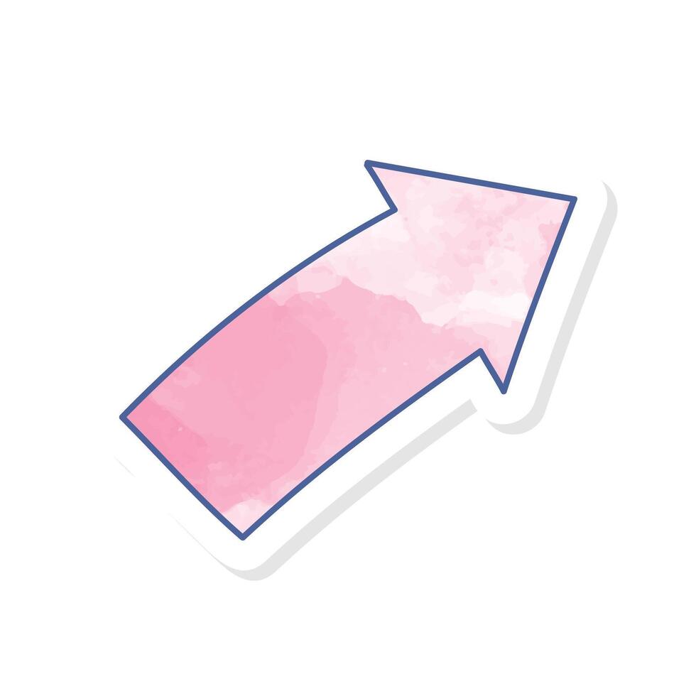 sticker arrow icon in pink watercolor vector