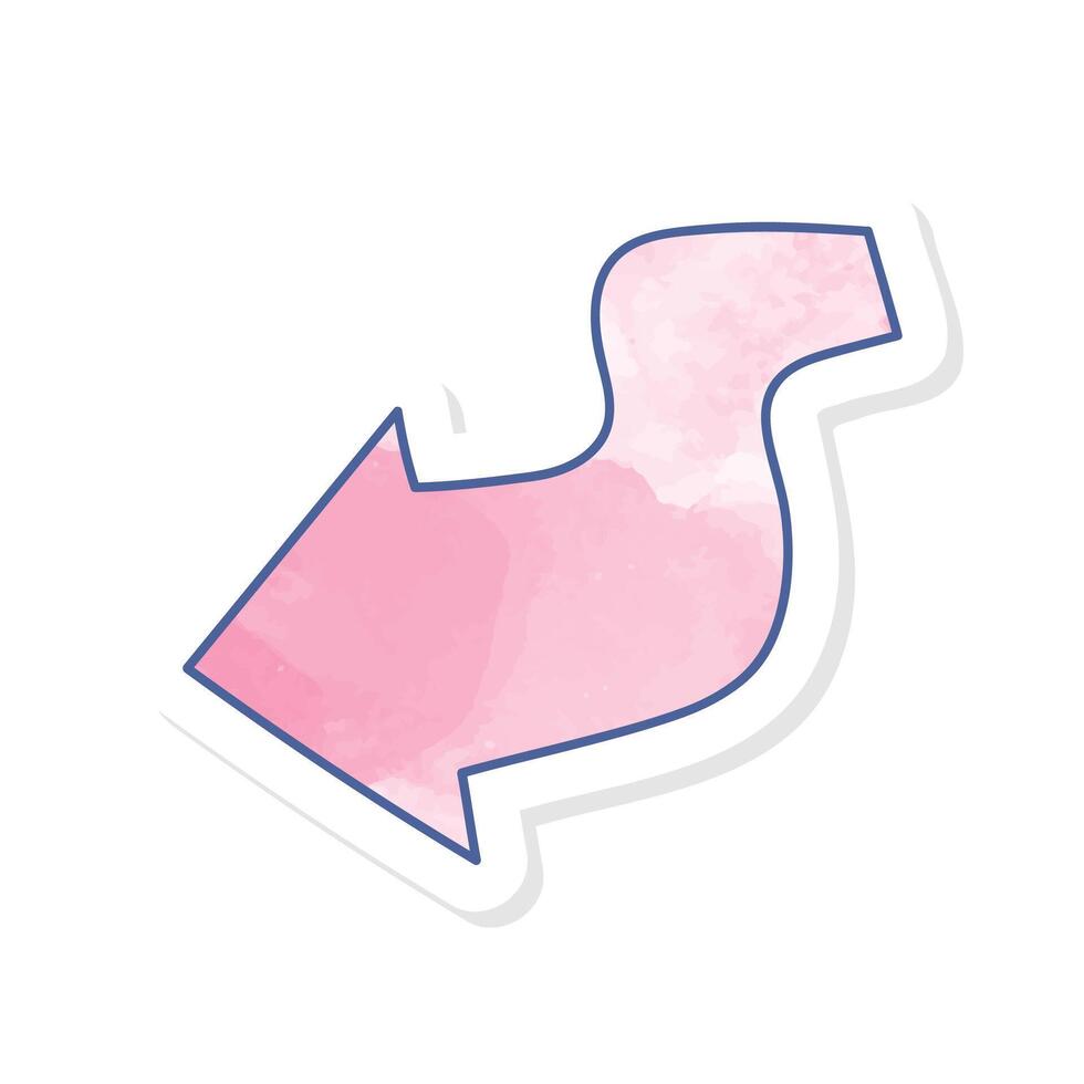 back arrow icon in pink watercolor sticker vector