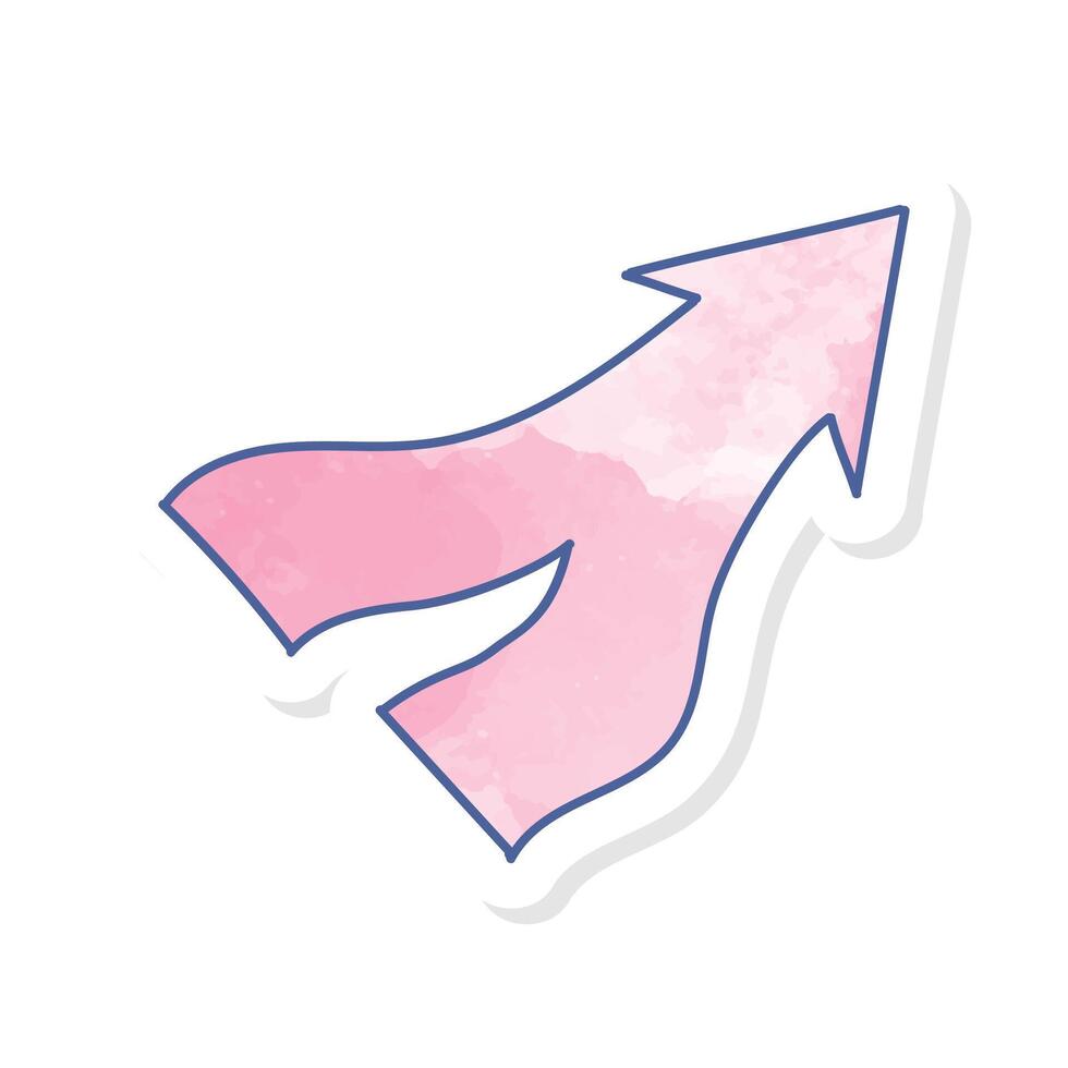 Arrow icon in pink watercolor sticker vector