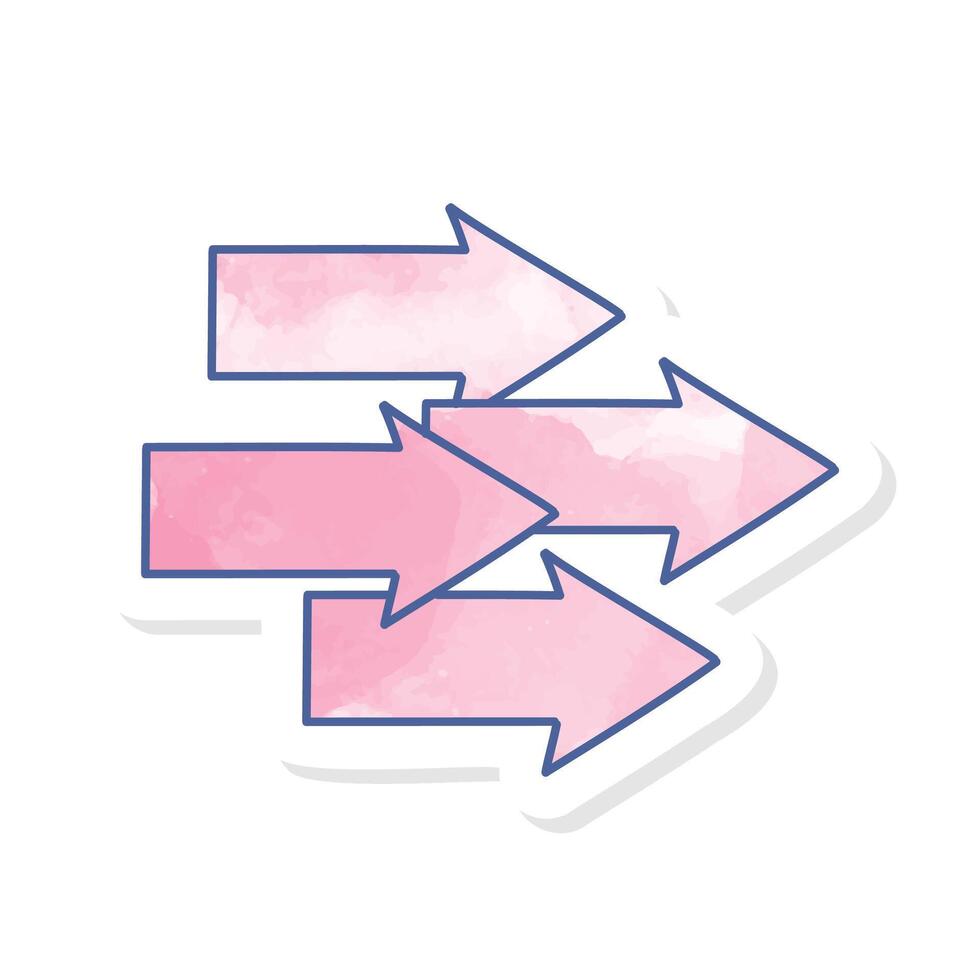 Arrows icon in pink watercolor sticker vector