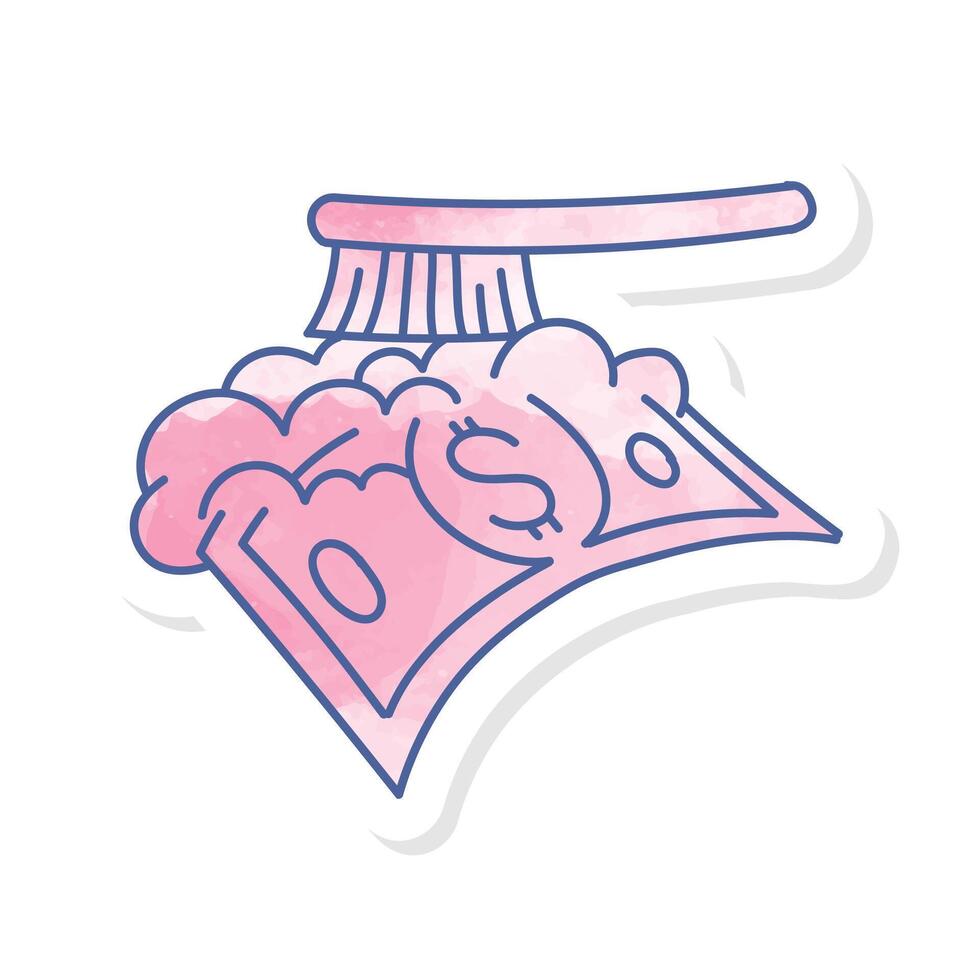 Money washing icon in pink watercolor sticker style vector