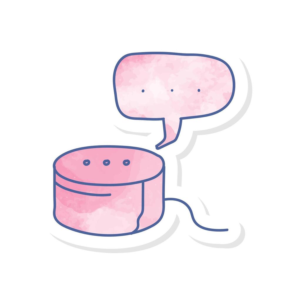 Ai device virtual assistant icon in pink watercolor sticker vector