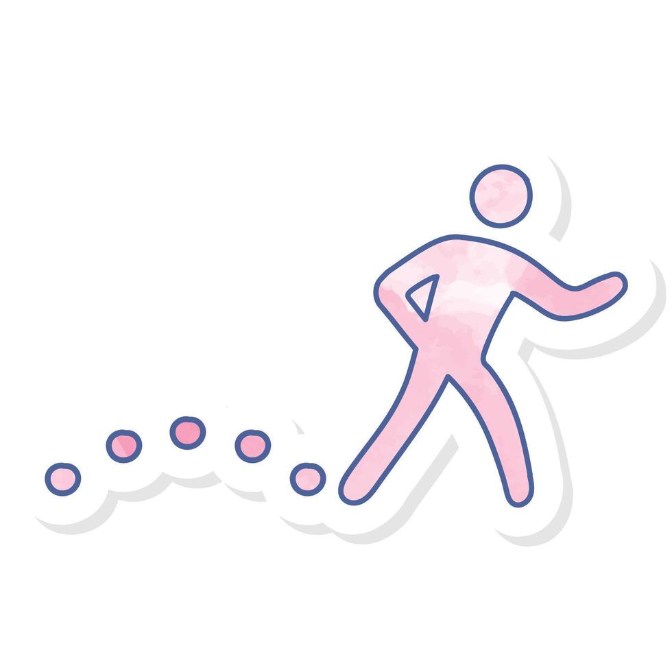 pink watercolor sticker map walking route icon vector