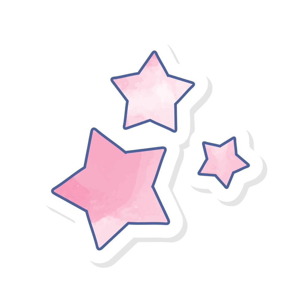 Stars icon in pink watercolor sticker vector