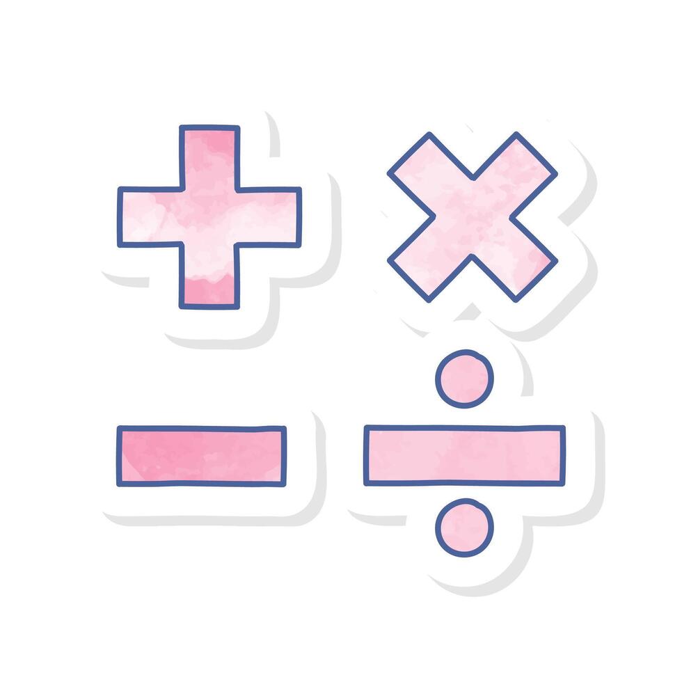 Calculator icon in pink watercolor sticker vector