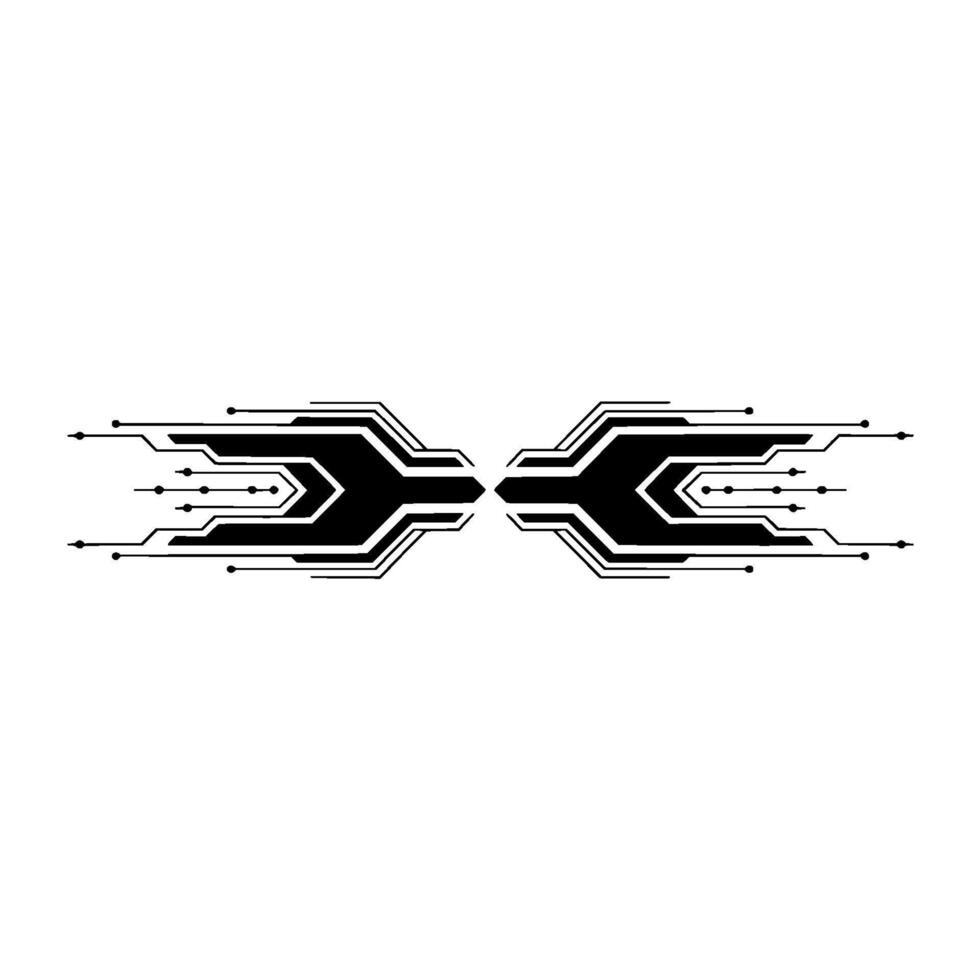 Modern Digital Circuit Element In Black And White, Minimalist Technology Concept vector