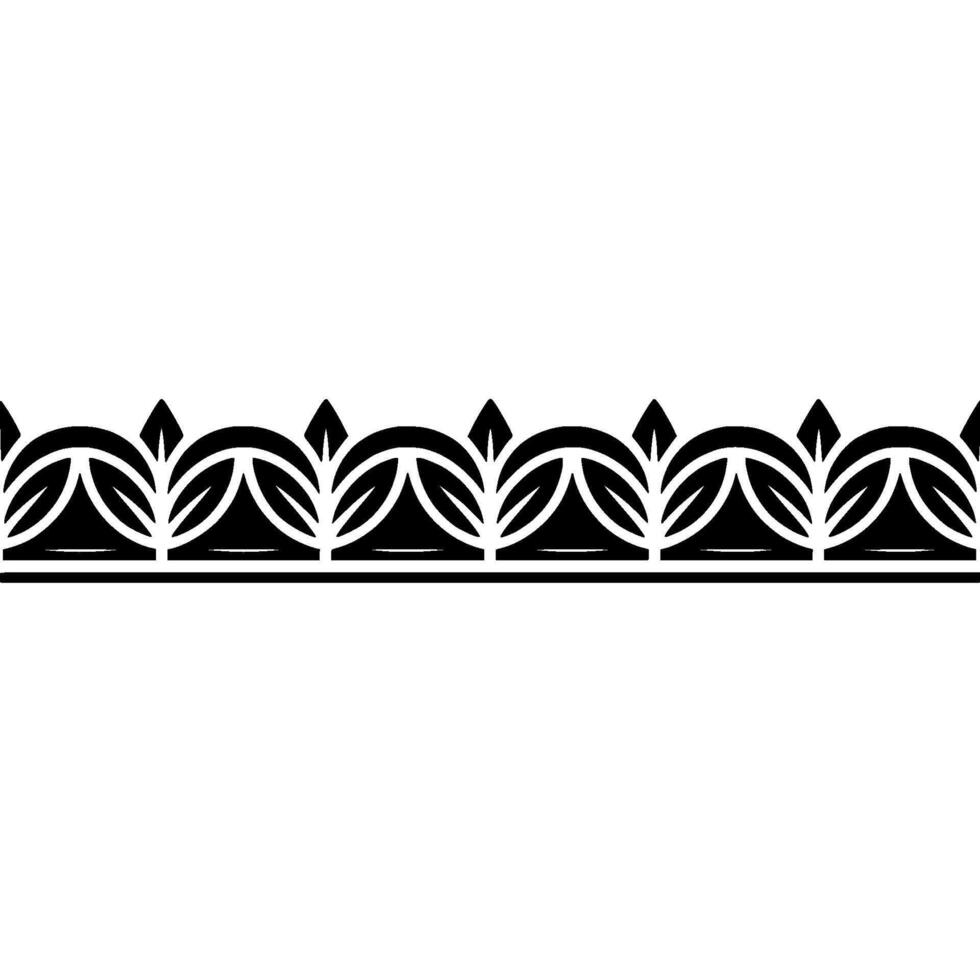 Elegant Border Black White Leaf Motif, Decorative Ornament vector