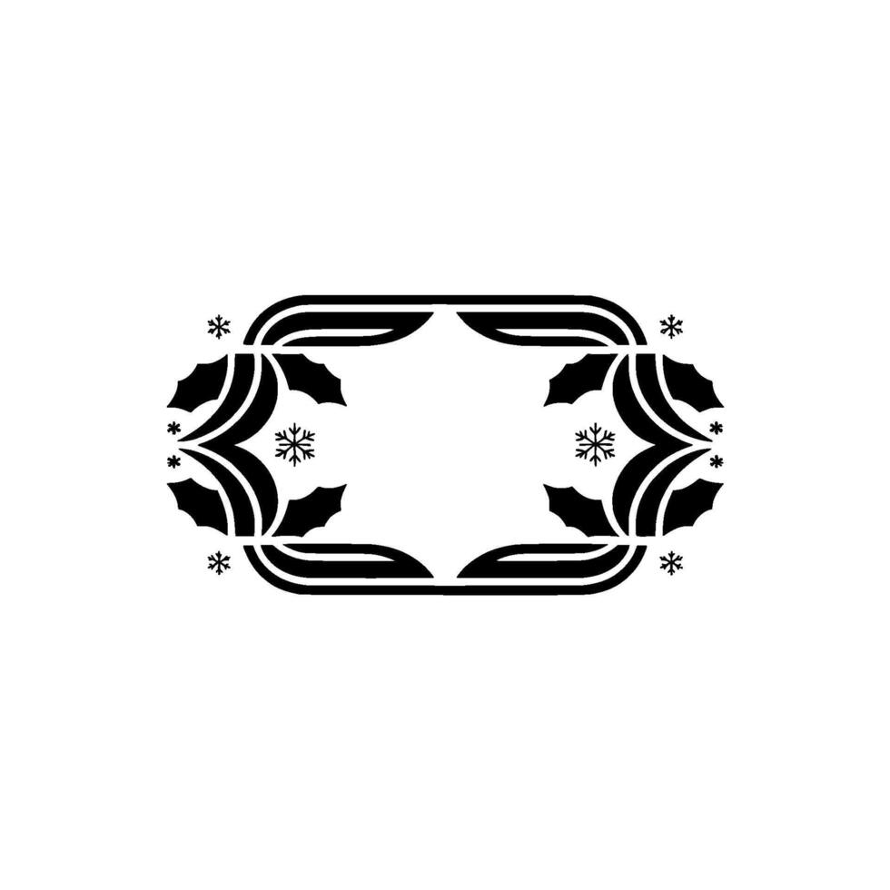 Minimalist Christmas Frame With Holly And Snowflakes vector