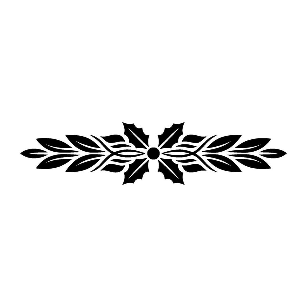 Elegant Black Laurel And Holly Border On White Background vector