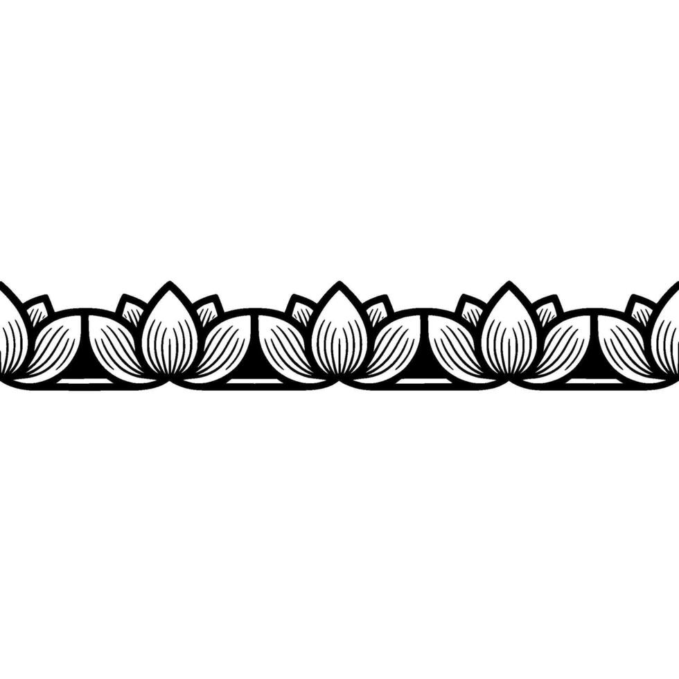 Black And White Floral Border Ornament On Gray Background vector