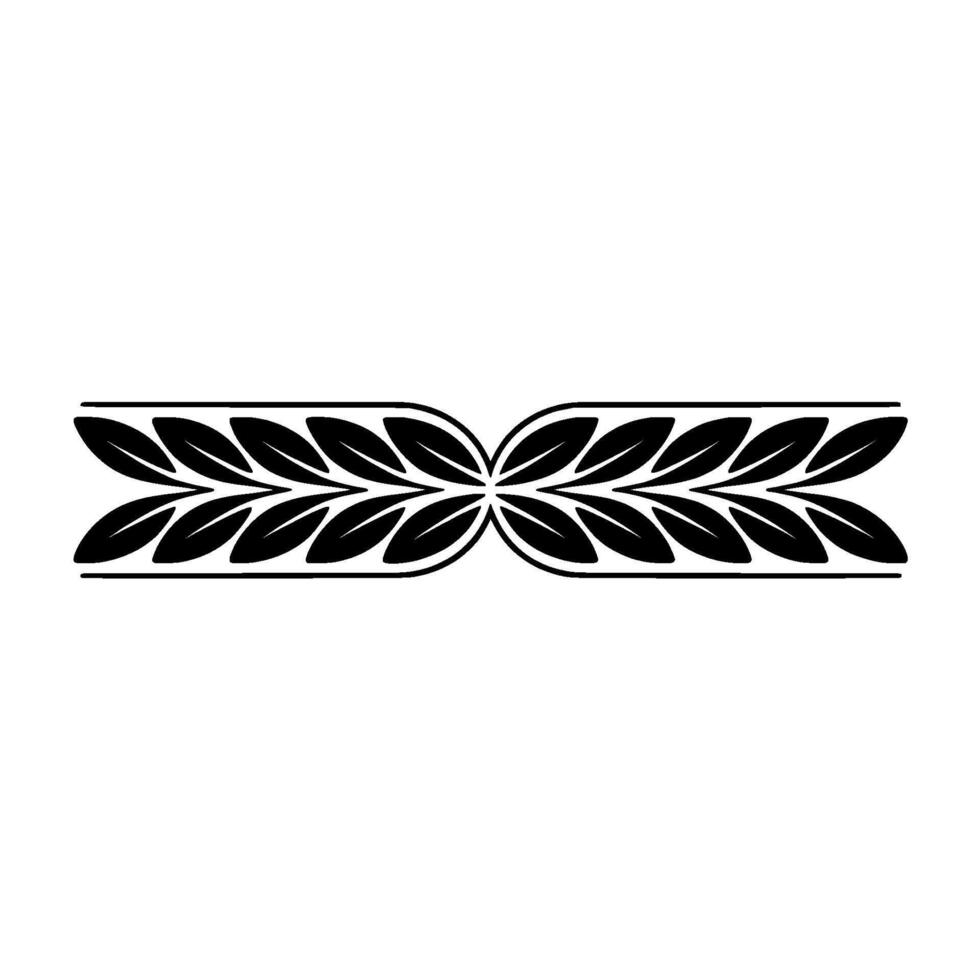 Elegant Botanical Border, Black Leaves On White, Minimalist vector