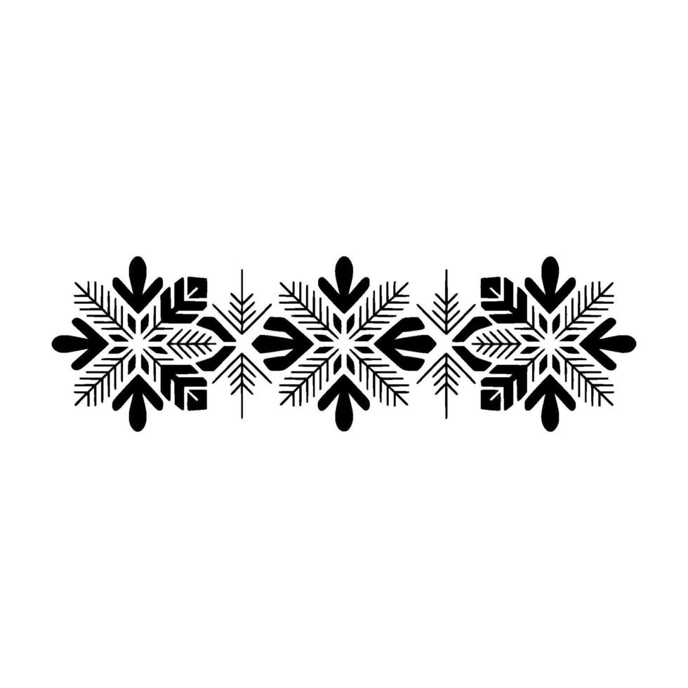 Geometric Snowflakes Border On White, Winter Holiday Decor vector