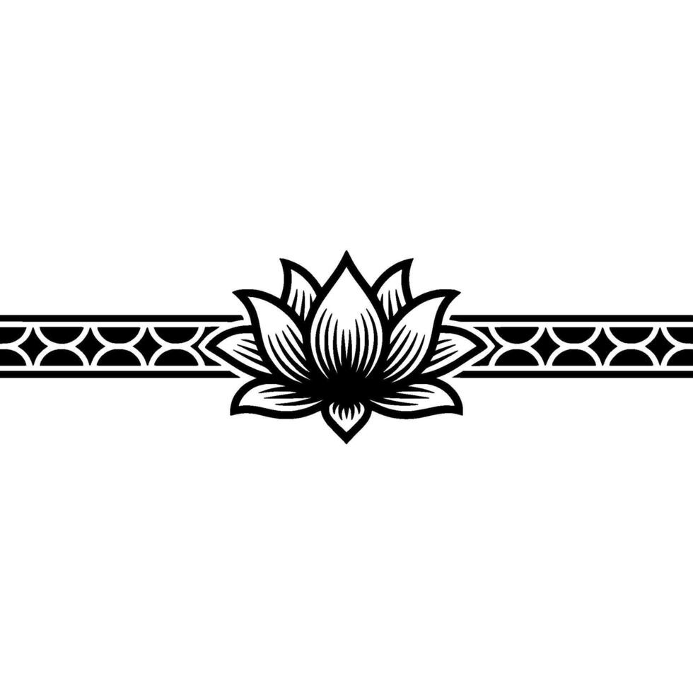 Minimalist Lotus With Geometric Border vector