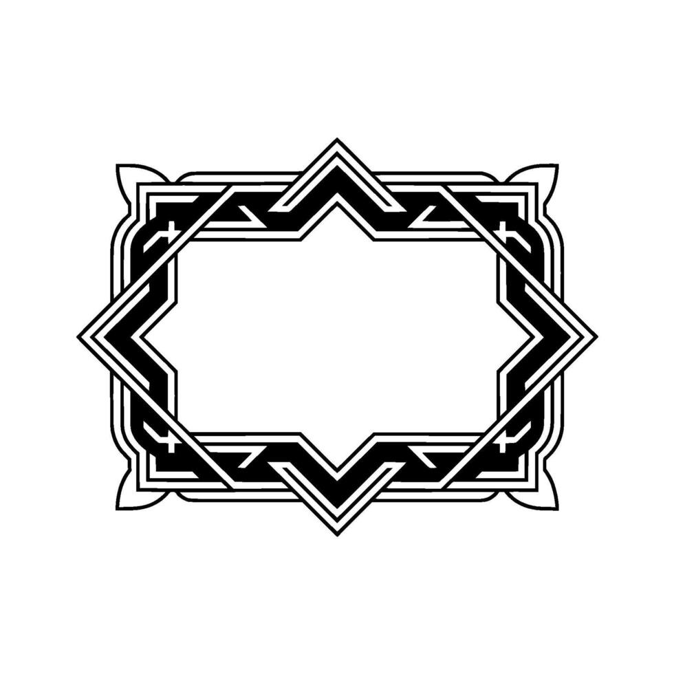 Geometric Decorative Frame With Starburst In Black And White vector
