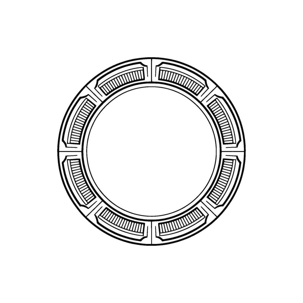 Minimalist Geometric Circle Frame, Black White Element vector