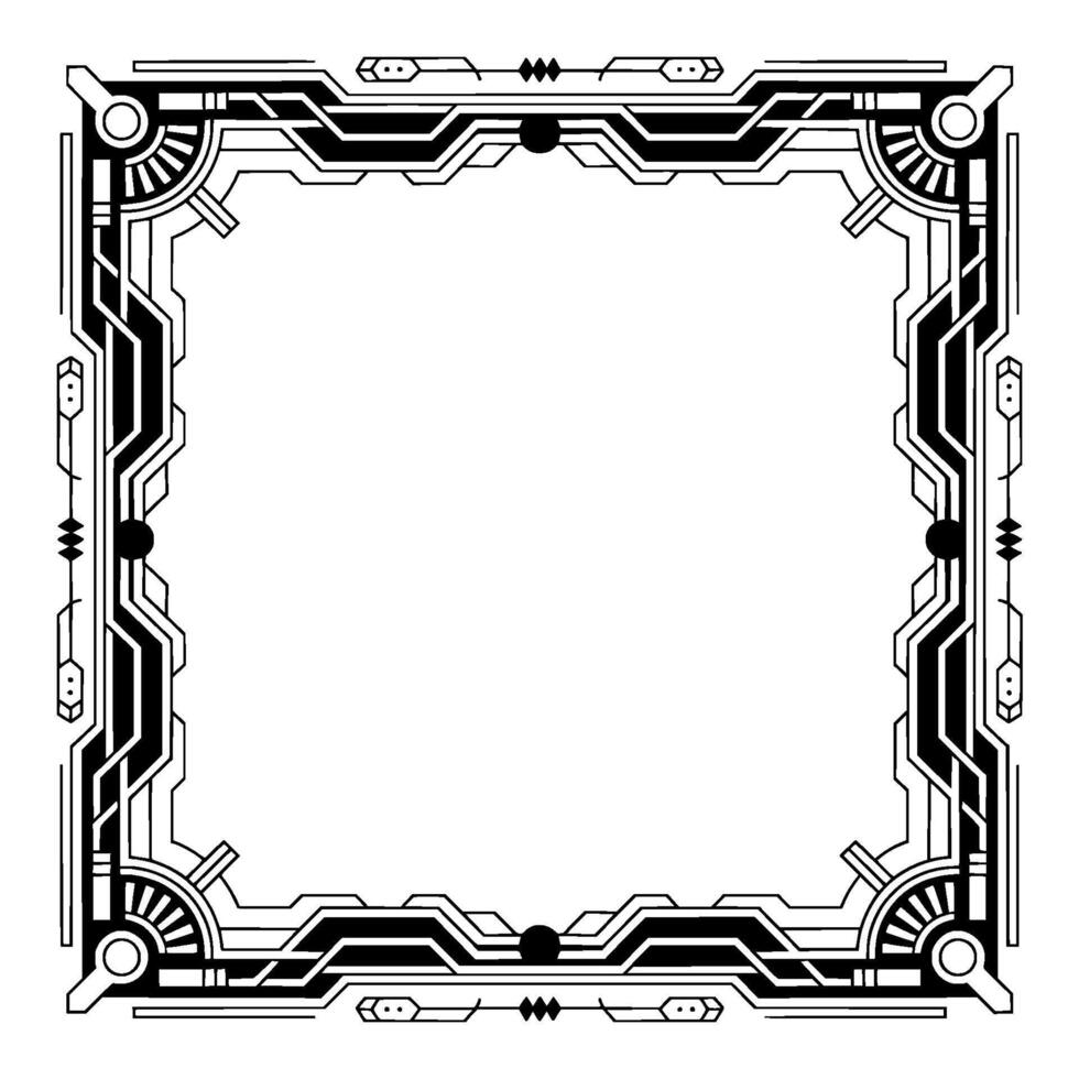 Art Deco Frame, Geometric Black And White Border, Element vector