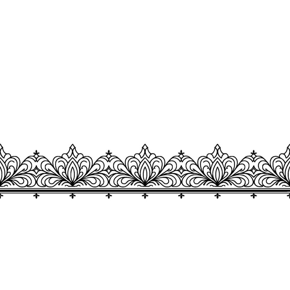 Elegant Floral Border, Black White Ornament - Flourish vector