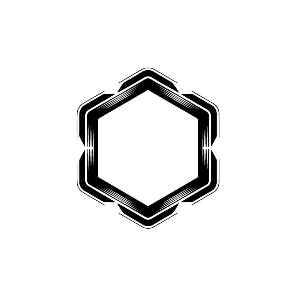 Geometric Hexagon, Modern Black White, Template vector