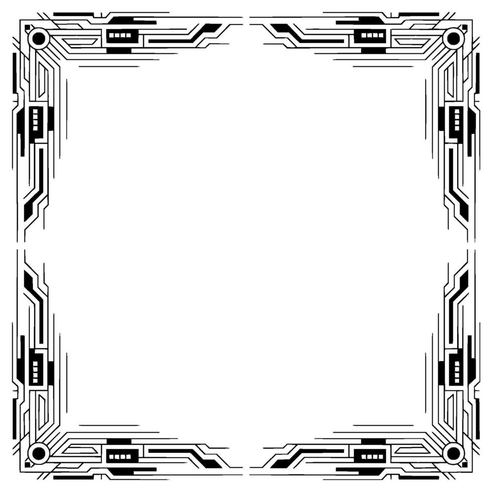 Art Deco Tech Frame Abstract Geometric Border On White vector