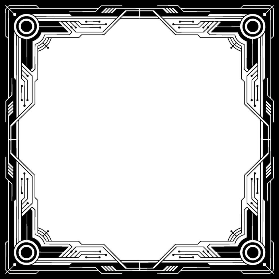 Decotech Frame Geometric Border With Circuitry Elements vector