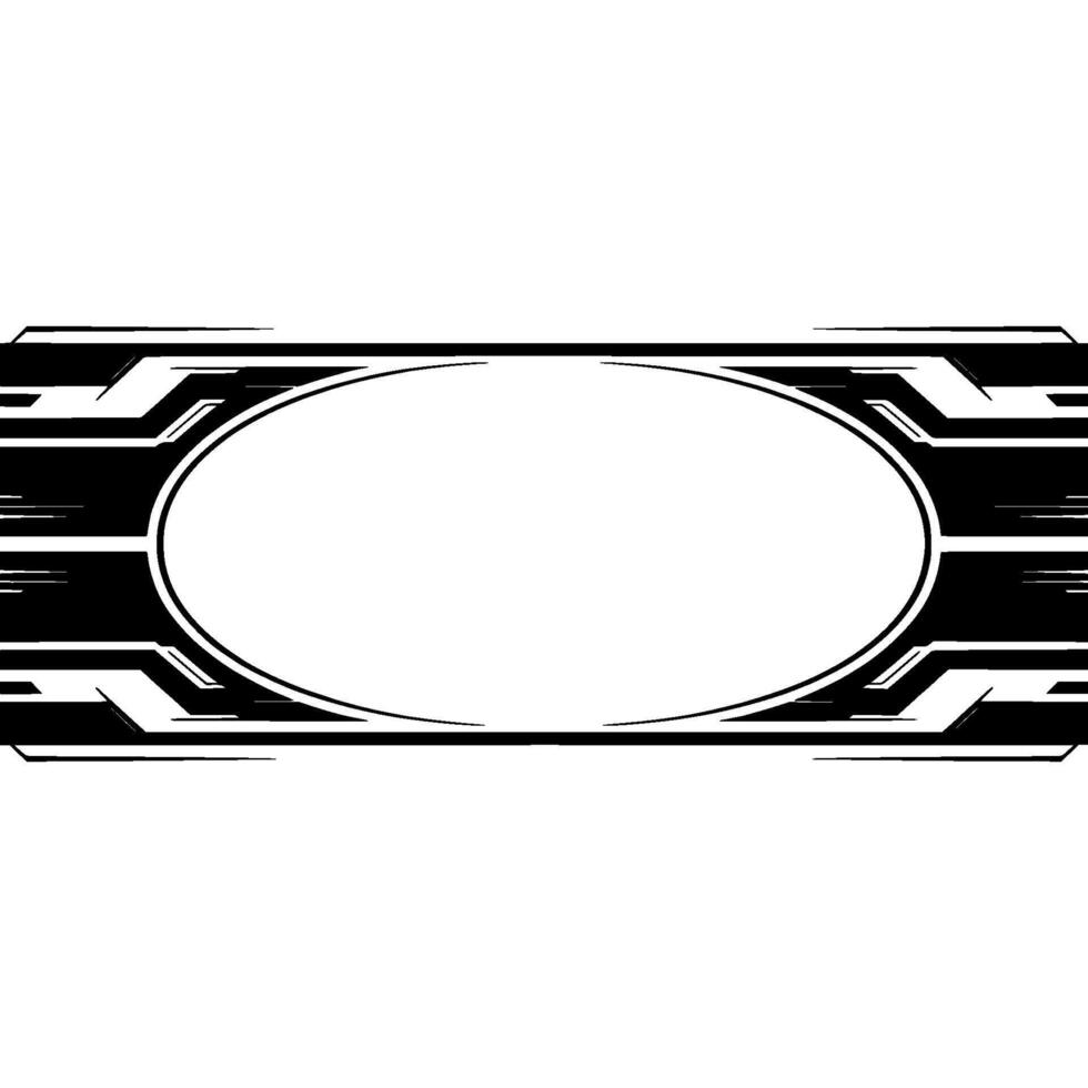 Futuristic Oval Frame Element, Black And White vector