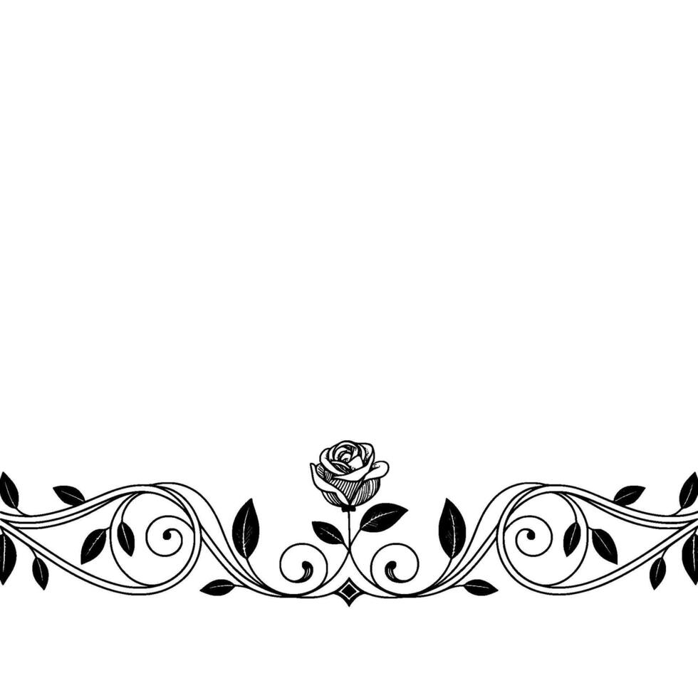 Elegant Floral Border With Rose, Minimalist - Ornament vector