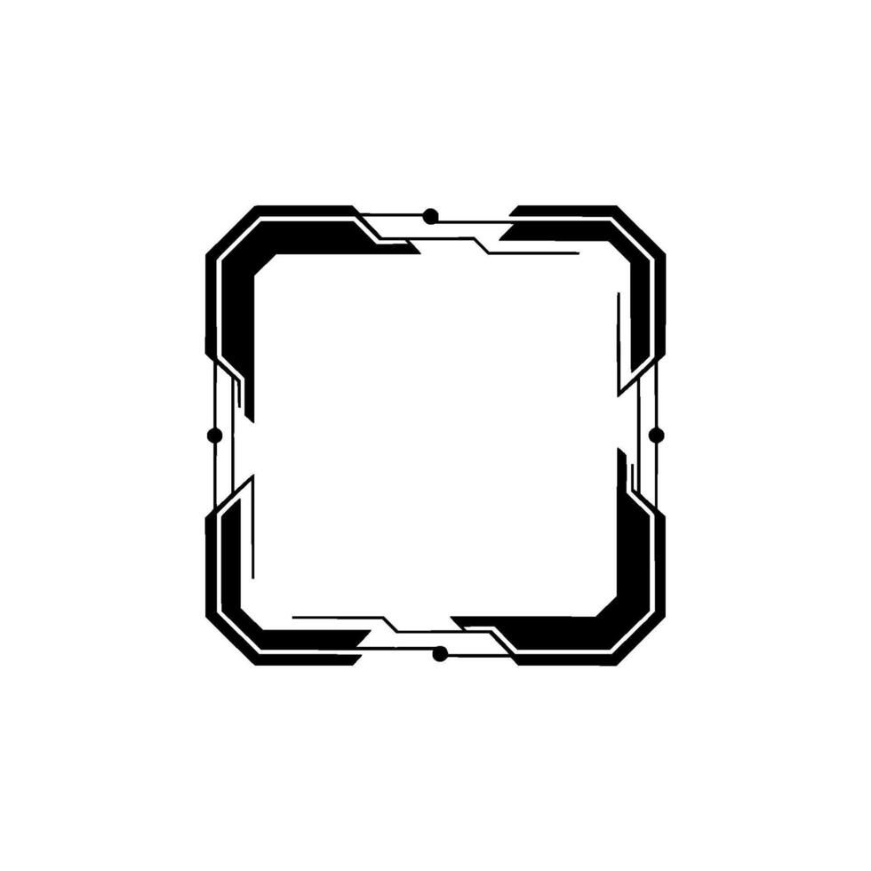 Futuristic Tech Square Frame On White, Minimalist vector