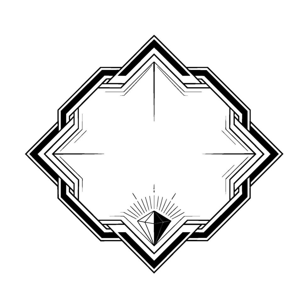 Art Deco Diamond Frame Geometric Elegance, Black And White vector