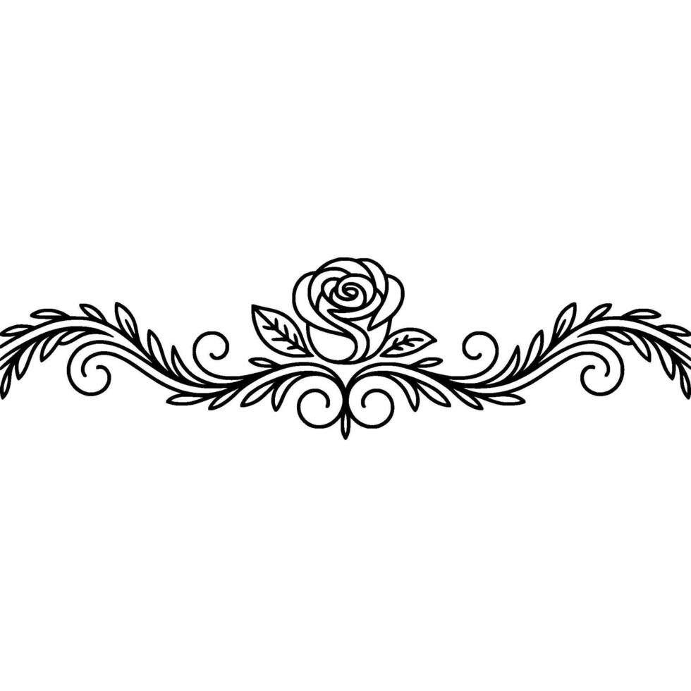 Elegant Black Floral Border Rose Swirls, Illustration vector