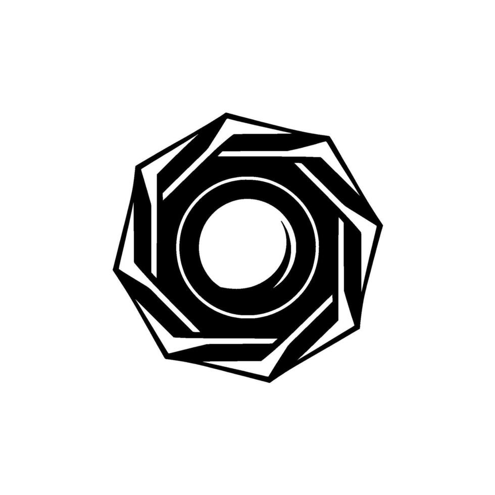 Geometric Aperture Black White Abstract On Gray Backdrop vector