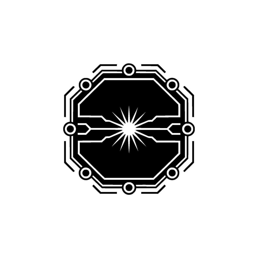 Futuristic Circuitry With Radiant Star, Minimalist Tech vector