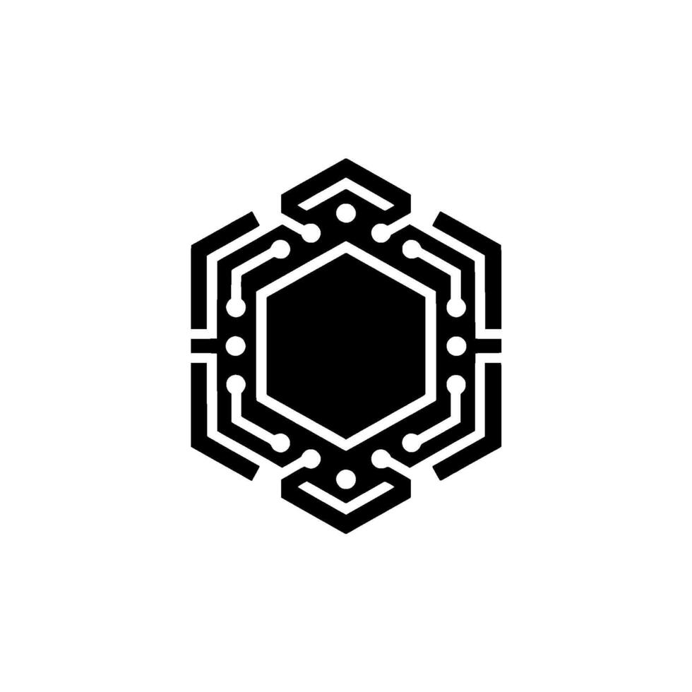 Tech Hexagon Modern Circuit Board In Monochrome vector