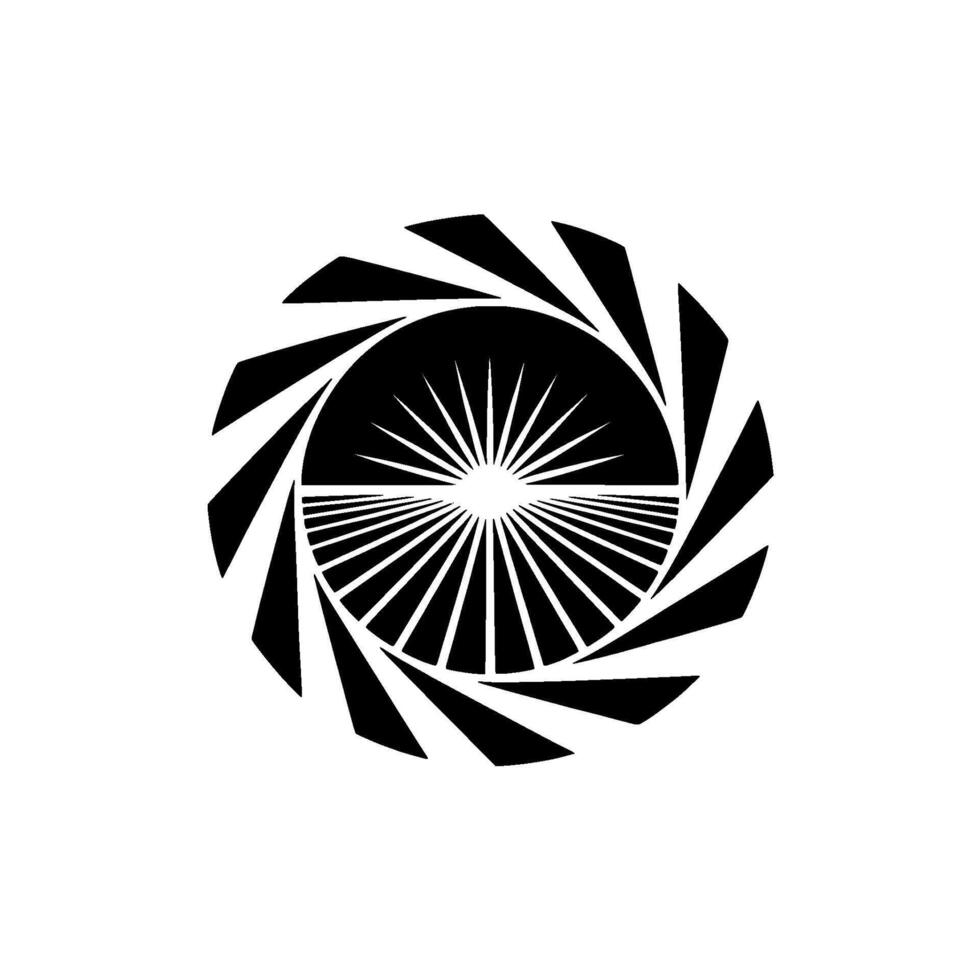 Abstract Geometric Black And White Sunburst vector